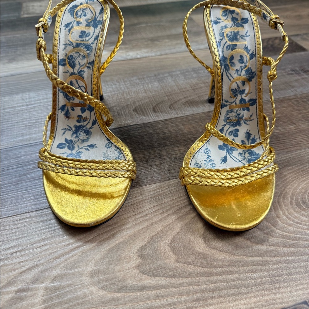 Gucci Gold Braided Heels